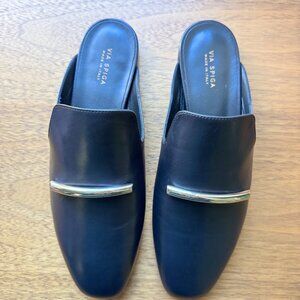 Via Spiga Tara Leather Mules - Black, Size 6